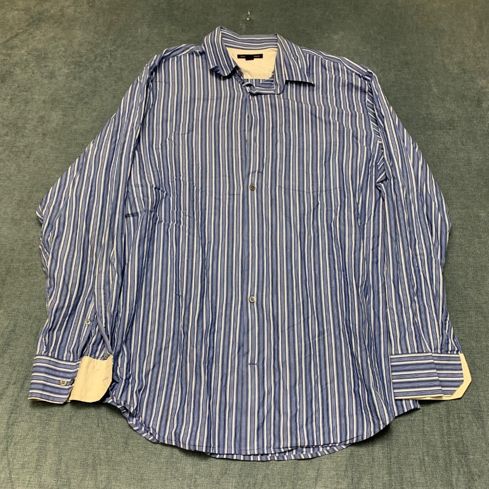 Banana Republic Shirt Mens XL Blue White Striped Cotton Streetwear Button Up